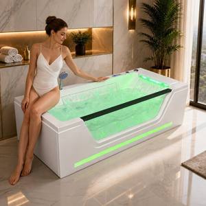 <span class=keywords><strong>Baignoire</strong></span> de massage murale en acrylique CE à 3 côtés avec 14 jets, cascade, bulles d'air et éclairage coloré, idéale pour hôtels et maisons – Vente directe usine - Product Image 1