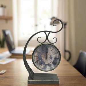 <strong>Antique</strong> Bronze Metal Battery Operated Art Deco Design Wave Movement <strong>Table</strong> <strong>Clock</strong> Needle Display Hourly Chiming Customized Desk - Product Image 3