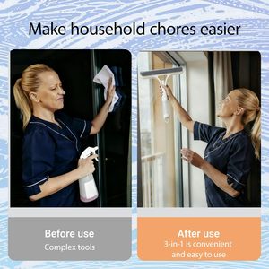 Eco-Friendly Durable Microfiber Glass Scraper Spray Bottle for Shower <b>Window</b> Tile Mirror Kitchen Cleaning <b>Plastic</b> Handle - Product Image 4