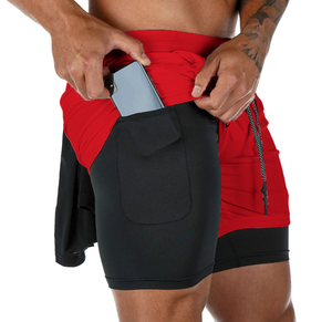 Celana Pendek Olahraga Fitness 2 in 1 Berkualitas Tinggi, Kompresi Khusus, Cepat Kering, Pinggang Elastis, Bernapas - Product Image 6