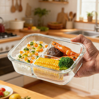 Duurzame rechthoekige glazen lunchbox met makkelijk schoon te maken ontwerp voor drukke mensen