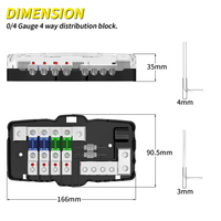 Boîtier de distribution d'alimentation avec porte-fusibles ANL LED 0/4GA, boîte à fusibles 4 voies avec fusibles 30A 60A 80A pour autoradio stéréo