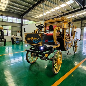 รถม้าไฟฟ้าแบบราชวงศ์ 4-6 ที่นั่ง สีดำทอง ประดับตกแต่งอย่างหรูหรา สำหรับการขนส่งพิเศษ - Product Image 1