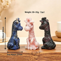 Statuette de girafe miniature en cristal, pierre précieuse naturelle sculptée, figurine animale pour décoration de table, cadeau de collection en cristal