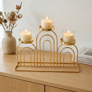 Iron <b>Candle</b> Holders Set Gold Metal <b>Arch</b> Design For Home Decoration Wedding Birthday Dinner Table Centerpiece - Product Image 3