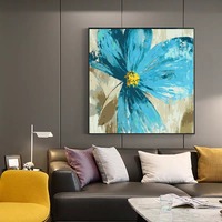 Nature morte Fleurs bleues Peinture sur toile de lin DIY par numéros Peinture acrylique Impression numérique pour débutants Décoration intérieure