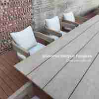 Ensemble de table à manger d'extérieur Hangkai personnalisable, moderne, durable, avec cadre en alliage d'aluminium thermolaqué, pour jardin et hôtel/villa
