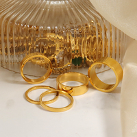 Gravierbares einfarbiges Gold Zigarrenband Ring Statement hochglanzpoliert guter Preis minimalistischer Edelstahlring Stapelung Paar Ringe