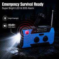 Radio d'urgence portable NOAA solaire à manivelle avec chargeur de téléphone 5000 mAh, lampe torche LED et alarme SOS pour situations de catastrophe et tempêtes