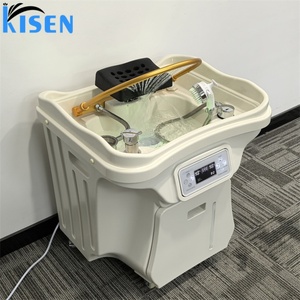 KISEN Modern Acrylic Salon Spa Shampoo Chair with <b>LED</b> <b>Lighting</b> Easy Clean Portable Design for Commercial Use Shampoo Basin - Product Image 2