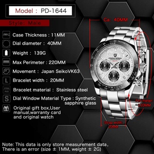 นาฬิกาข้อมือควอตซ์ PAGANI DESIGN 1664 หน้าปัดลายอุกกาบาต สายซิลิโคน กันน้ำ 100 เมตร กระจกแซฟไฟร์ โครโนกราฟ นาฬิกาผู้ชาย - Product Image 2