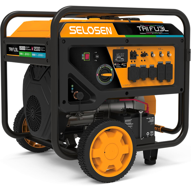 OEM 12000W 41.63L 12KW Tri Gas Natural Gasoline Portable Generator 4stroke Air Cooled HSAMZ-Tri Fuel Lng Lpg Gasoline 120V/240V