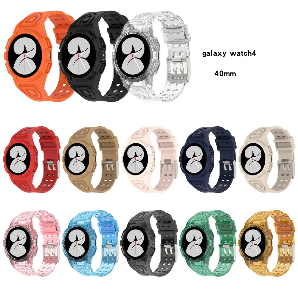لسامسونج غالاكسي Watch4 40 مللي متر TPU ساعة ذكية معصمه الرياضة الوفير حزام (استيك) ساعة حزام مع حالة وقائية