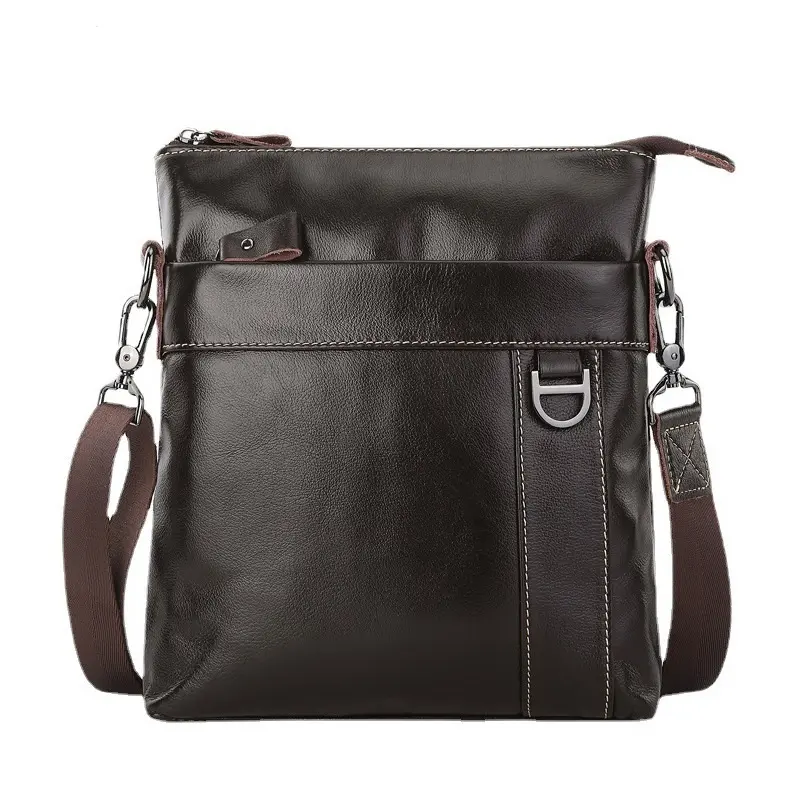 Wholesale vintage genuine leather luxury designer brown men's bricefcase shoulder messenger cross body bag for man