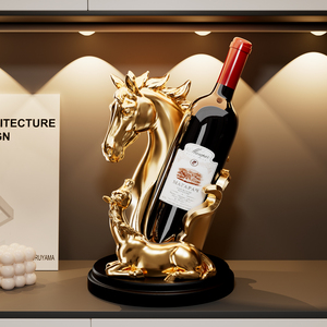 Estante para Vino con Forma de Caballo Dorado, Adorno Creativo, Decoración para el Hogar, para Sala de Estar o Mueble de TV - Product Image 4