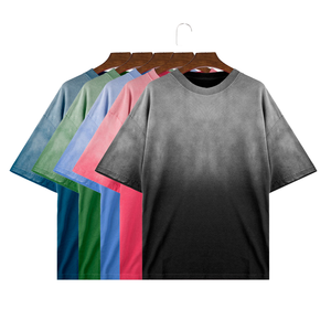 T-shirts décontractés pour hommes, 100 % coton, couleur unie, effet délavé vintage, pour impression numérique - Product Image 1