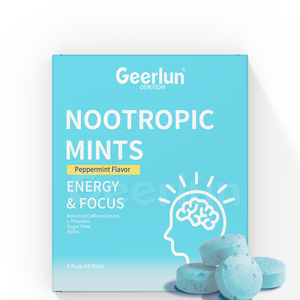 Mentas con Sabor a Menta ODM, L-Teanina, Nootrópico, Energía, Enfoque, Suplementos, Vitamina B12, Mentas con Cafeína - Product Image 1