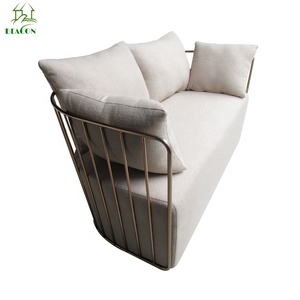 Diseño moderno color <span class=keywords><strong>beige</strong></span> <span class=keywords><strong>tela</strong></span> de lana de acero inoxidable sofá - Product Image 2