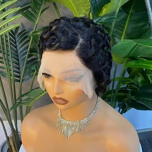 <span class=keywords><strong>Perruque</strong></span> Courte Pixie en Cheveux Humains, Coupe Bob avec Lace Frontale 13x4, <span class=keywords><strong>Perruque</strong></span> Brésilienne Pixie Bouclée en Cheveux Humains <span class=keywords><strong>Pas</strong></span> Chère pour Femmes - Product Image 1