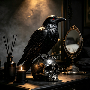 Ornement de bureau décoratif corbeau de style gothique BZY, taille personnalisable, un excellent cadeau ou une sculpture artisanale en résine pour l'extérieur - Product Image 2