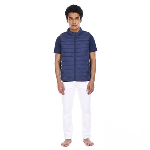 Mens puffer winter jacket with high neck zip up design and lightweight insulated <b>padding</b> for warmth in cold conditions - Product Image 1