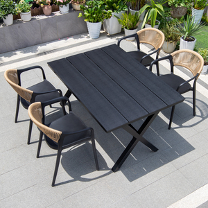 Nuovo stile nero WPC impermeabile all'aperto ristorante Patio <span class=keywords><strong>tavolo</strong></span> da pranzo e sedia per terrazza giardino cortile - Product Image 2