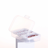 Boîte de rangement pour pointes d'ongles cosmétiques, en plastique, carrée, transparente, vide, type coquille, pour décorations d'ongles
