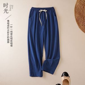 Harem Pants Elastic Waist Cotton Linen Casual Loose Fit Breathable Women's Spring Summer Style - Product Image 3