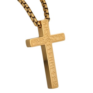 Cruz de Acero Inoxidable Unisex con <span class=keywords><strong>Runas</strong></span> Nórdicas Vikingas, Estilo Europeo Americano, Pulido, con Bambú - Product Image 5