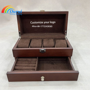 Factory Custom Wooden Watch & Jewelry <b>Storage</b> <b>Box</b> with <b>Drawer</b>, Luxury Multi-functional Watch Organizer <b>Box</b> for Men and Women - Product Image 2
