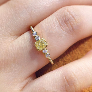 Bague en or jaune pour femme T0247, diamant taille radiant, bague de fiançailles géométrique, plaqué or 18 carats - Product Image 2