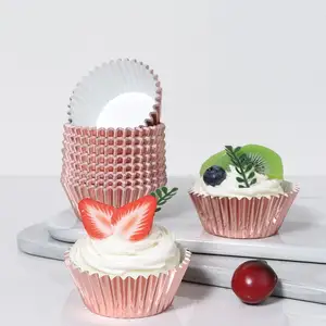 1000pcs Packaged Cups In Each Roll Rose Gold Aluminum Foil Paper 50*30 Cupcake Cups For Baking Party