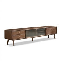 Meuble TV moderne en bois massif avec portes et tiroirs en verre, design contemporain pour salon, chambre, hôtel et appartement