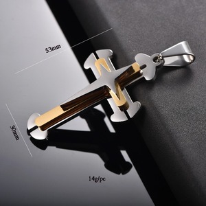 Hip Hop Biker <b>Cross</b> <b>Pendant</b> for <b>Men</b> Double Layer Stainless Steel <b>Cross</b> <b>Pendant</b> Christian Religious Jewelry Boyfriend Gift - Product Image 2