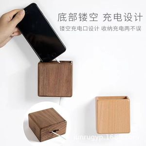 Caja de almacenamiento de madera montada en la pared, organizador de oficina cuadrado sin tapa para control remoto y gafas - Product Image 2