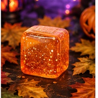 Jouet Squishy Cube Pailleté Halloween en TPR pour Cadeaux de Fête Enfants Adultes Anti-Stress Doux à Presser
