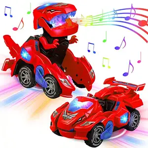 Giocattoli per auto dinosauro con musica leggera a LED deformazione automatica Dino Race Car giocattoli di natale giocattoli educativi per bambini