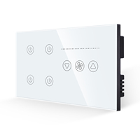 Touchmi 4 Gang 1 ventilateur panneau de verre en gros maison intelligente miroir interrupteur mural avec Alexa et pour Tuya Wifi interrupteur de lumière