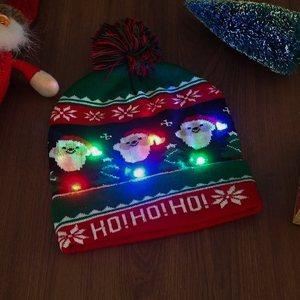 YACHEN Custom LED Light up Knitted Beanie Christmas <strong>Hat</strong> Colorful Flashing <strong>Holiday</strong> Xmas Supplies Christmas <strong>Hats</strong> with Led Lights - Product Image 5