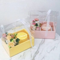 Vente en gros de fleurs recyclées pour la fête des mères, bouquet luxueux pour la Saint-Valentin, boîte-cadeau transparente pour gâteau, emballage