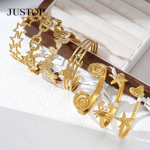 Bangles OEM/OEM Custom Waterproof Stainless Steel Gold Plating Fashion Jewelry Hypoallergenic Supplies Pakistani Justop Brand - Product Image 3