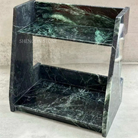 Support de rangement opulent à 2 niveaux en pierre naturelle pour comptoir, organisateur en marbre et onyx pour la décoration de table de salle de bain et de vanité - Vente en gros