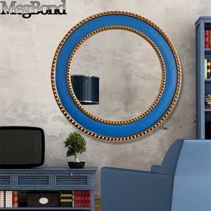 Espejo de baño de poliresina Azul Mediterráneo redondo elegante con marco dorado estilo Art <span class=keywords><strong>Deco</strong></span> para decoración de baño - Product Image 2