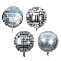 Ballons en aluminium 4D de 22 pouces Silver & Glob Laser, sphères gonflables pour fêtes musicales, danses et célébrations d'anniversaire