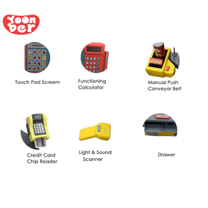 Trẻ Em Điện Giả Vờ Chơi Siêu Thị Má<span class=keywords><strong>y</strong></span> Tính Tiền Mặt Đăng Ký Đồ Chơi Thiết Lập Với Má<span class=keywords><strong>y</strong></span> Quét Băng Tải Cho Mầm Non Giáo Dục Sớm - Product Image 2