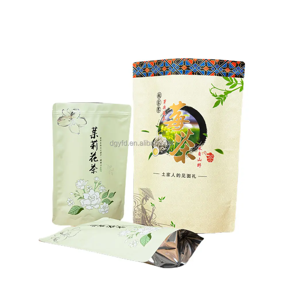 Custom per uso alimentare riciclabile Stand Up Pouch bustine di tè Doypack riutilizzabile per tè di fiori tè nero tè verde
