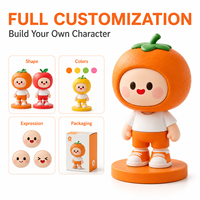 Figurines en vinyle PVC personnalisées en forme de fruit orange de dessin animé, jouets décoratifs imprimés en 3D créatifs