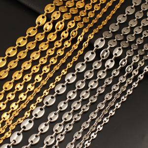 도매 패션 보석 18K 골드 스테인레스 스틸 마리너 체인 목걸이 커피 콩 돼지 코 체인 목걸이 여성과 남성 - Product Image 6