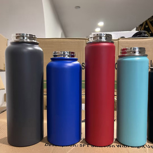 24oz 32oz Double Wall Vacuum <b>Flasks</b> Stainless Steel Insulated Water Bottle With Straw and Sport Rope - Product Image 3