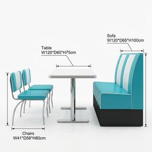 Tables et chaises de <span class=keywords><strong>restaurant</strong></span> de style rétro américain des années 1950 pour les restaurants de hamburgers, les pizzerias et les restaurants de restauration rapide - Product Image 2